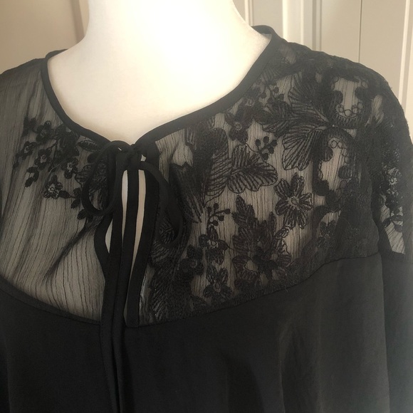 BLACK RUFFLE LACE ORGANZA SWING DRESS SIZE MED - Picture 4 of 14